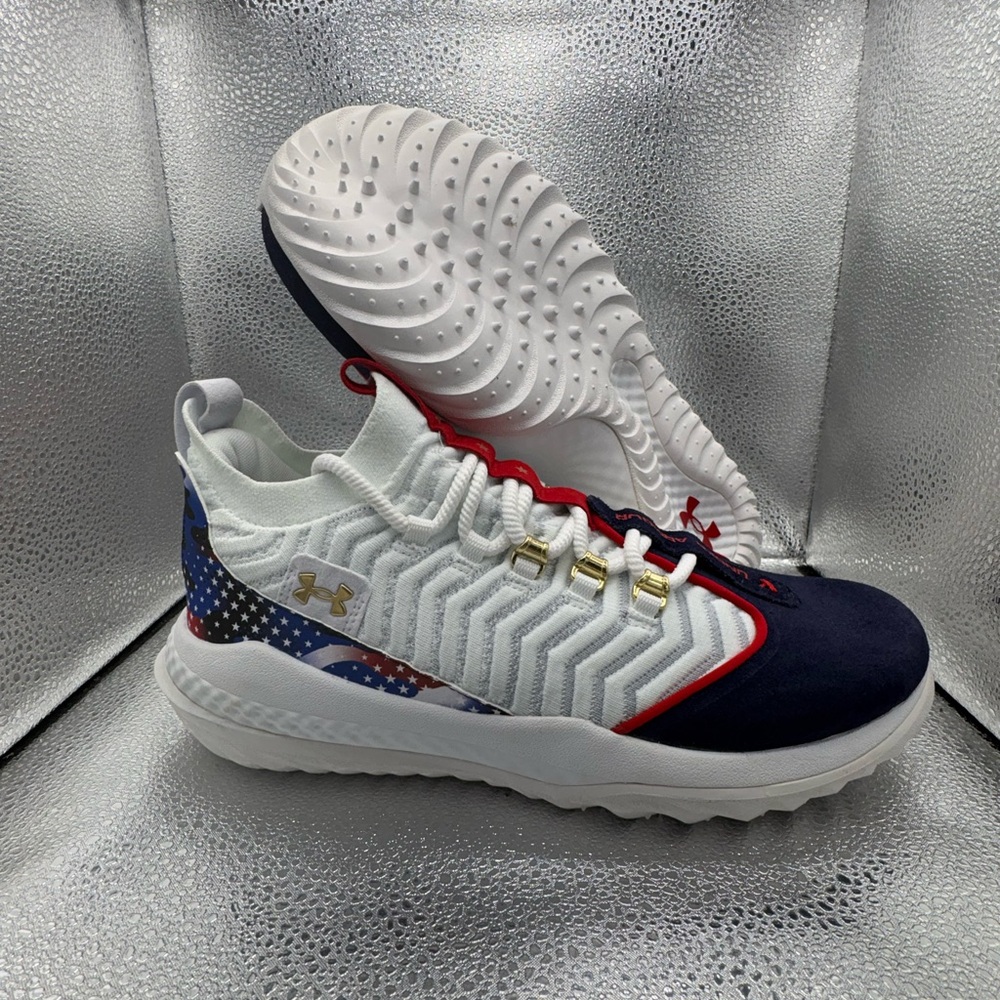 Under Armour Bryce Harper 9 Turf Baseball Shoes Men's Indoor White Blue USA